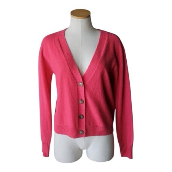 INTERMIX Roya Cashmere Pink Cardigan Sweater Button Down Long Sleeves Size Small - Picture 8 of 11